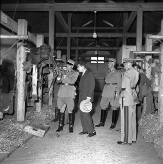 Prince Gholam Reza of Persia visiting the Swiss military, 1957.