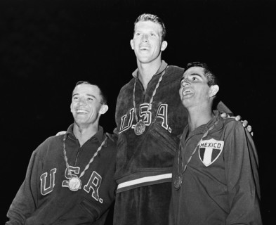 Olympic Games Rome 1960: Winners ceremony with Hall, Tobian, Botella.