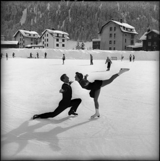 Frances Defoe and Norris Bowden in Davos 1953.