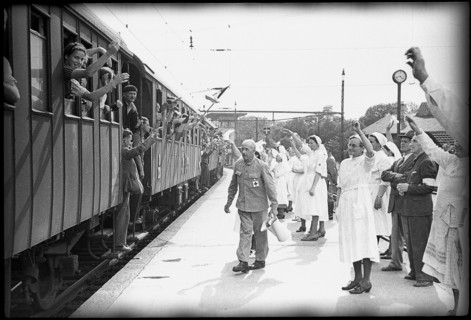 After World War 2: POWs - presumably Italians - going home, 1946.