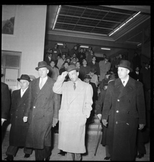 King Mohammad Zahir Shah (c) arriving in Geneva, 1950.