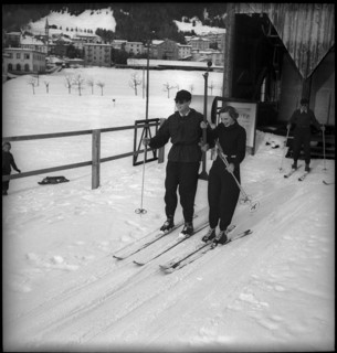 Former King Michael of Romania and Anne of Bourbon-Parma skiing in Davos, 1948.