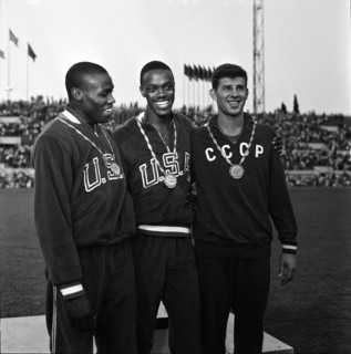 Olympic Games Rome 1960: Robertson, Olympic champion Ralph Boston, Ter-Owanesian.