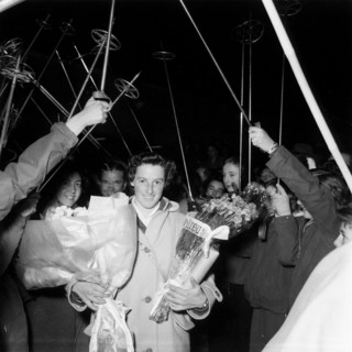 Olympic champion Madeleine Berthod: reception in Montreux 1956.