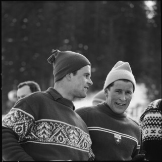Racing skier Jos Minsch and Adolf Mathis, around 1960.