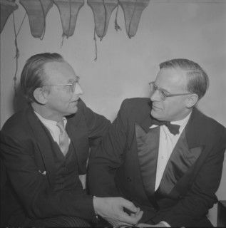 Composer Karl Orff with director Rudolf Wartmann, 1951.
