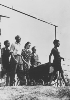 Internee are coming out of the internment camp, Italy