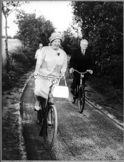Queen Juliana ryding a bicycle 1965.