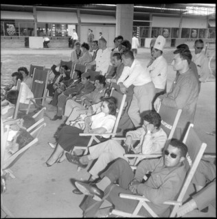 Rome 1960: athletes watching competition on TV.