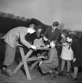 A. Reber, astronomer with students, 1947.