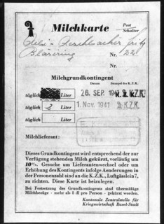 Milk-ration card for soldier, 1941