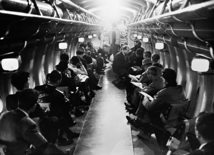 Press representatives in Mesoscaph of Expo 1964 .
