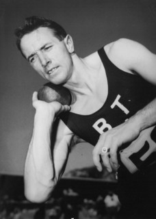 Decathlon swiss championship 1950 Berne: Armin Scheurer wins.
