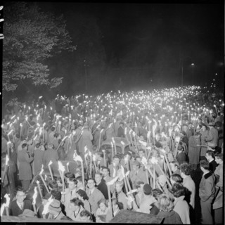 Torchlight procession of students for Hungary, Berne/Zurich 1956.