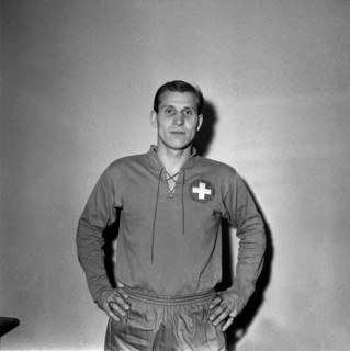 Football player Maurice Meylan, around 1957.