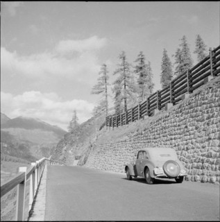 Julier road, parked car around 1952.
