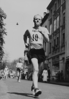 Mustermesse Walking 1954 Basle: winner Gabriel Reymond.