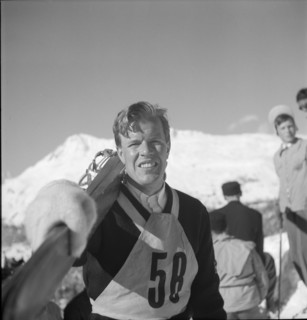 Ski jumper Asbjorn Ruud, St. Moritz ca. 1947 .