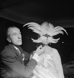 Beautician Fernand Aubry with model, ca. 1955 .