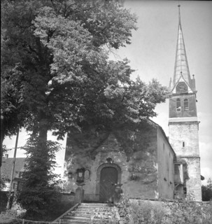 Historic church in Wohlenschwil, built in the 12th century, 1946.