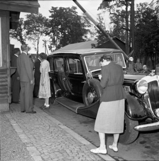 German Federal Chancellor Adenauer and daughter Lotte in Switzerland 1950.
