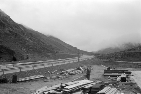 New built section of the road to the Gotthard pass 1971 .