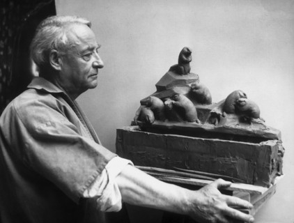 Artist Edouard-Marcel Sandoz ca. 1955 .