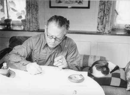 Schaggi Streuli writing, around 1949