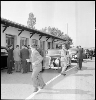 King Idris I of Libya crossing the border to Switzerland, 1953