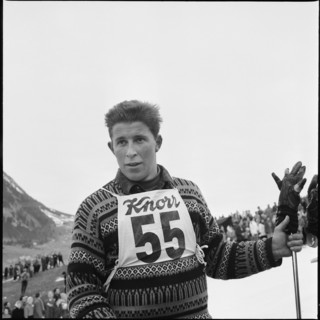 Racing skier Adolf Mathis, around 1960