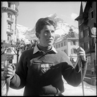 Racing skier Adolf Mathis, around 1960