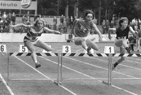 Swiss Athletics Championships Berne 1965, 80m hurdles: winner Antenen, 2md Ermatinger