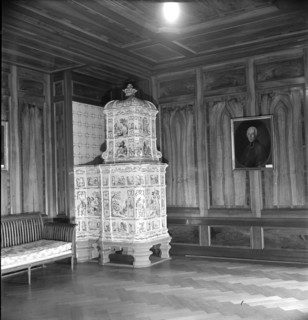 Tiled stove at Jegenstorf Castle, around 1955