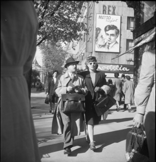 People passing by in Zurich, 1950