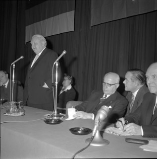Ludwig Erhard and Prof. Jacques Rueff, economic talk in Zurich 1959