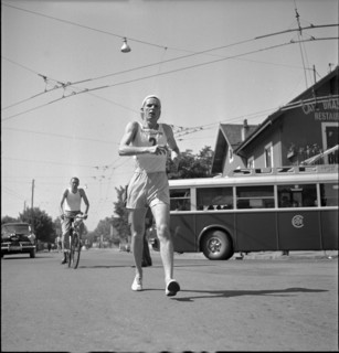 Rene Charriere, champion 50km race walk. Lausanne 1953