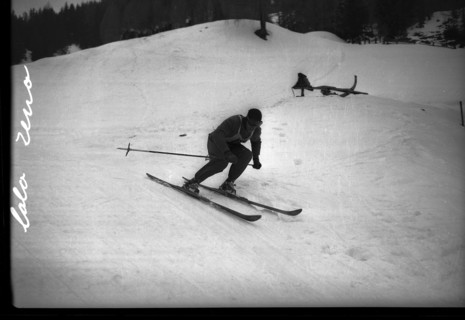 Ski WCH Aspen 1950, probably downhill race: winner Zeno Coló, Italy