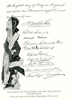 The caption for this 1896 illustration reads: 'Facsimile of Signatures to the Treaty of Washington