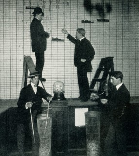 This 1903 photo shows a stock broker’s office on Wall Street.