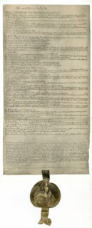 The original draft of the Magna Carta from the year 1215, the so-called Article of the Barons. The