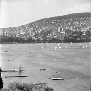 Zurich with lake, summer 1958.