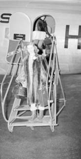Barbara Ann Scott arriving at Dubendorf airport, 1947.