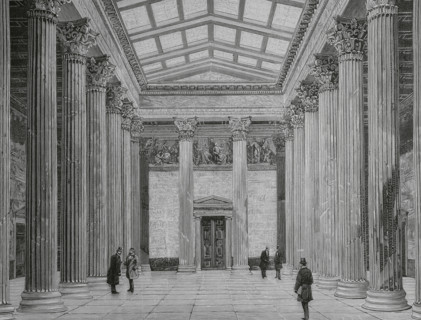 History of Austria. Vienna. Peristyle of the Austrian Parliament Building. The new building was