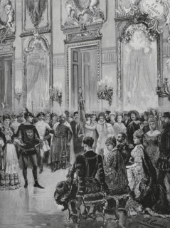 History of Spain. Madrid. Costume ball at the Palace of the Dukes of Fernan-Nunez, held on 25