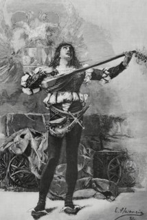 A Troubadour. Engraving after a watercolour by the Spanish painter Casto Plasencia (1846-1890). La