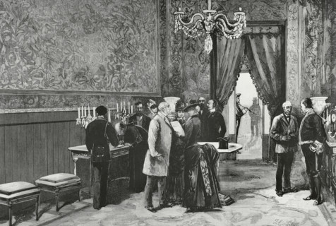History of Spain. Madrid. Royal Palace. Aspect of the antechamber of the private rooms of the