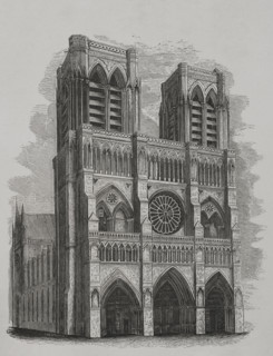 Paris, France. Notre-Dame. View of the main facade before the restoration commissioned to