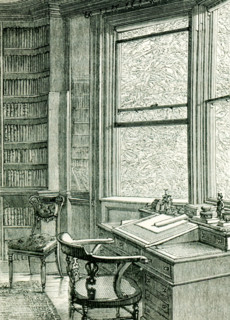 This illustration from John Forster's The Life of Charles dickens shows the study at Gadshill, the