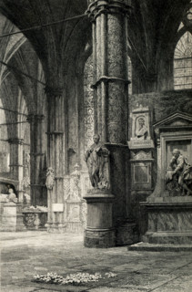 Dickens’ tomb is in the south transept of the Poets' Corner at Westminster Abbey in London,