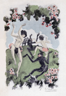 Two Girls and Two Monkeys